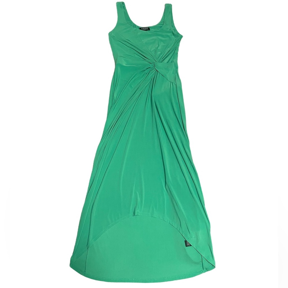 Vintage Rare Ralph Lauren Wedding Guest Elegant Scoop Knot Emerald Maxi Dress 8